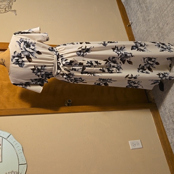 WEST KEI Floral Hi-Lo Dress in Ivory/Gray - Picture 9 of 11